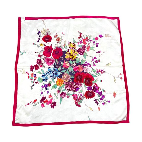 Vintage Création Adam Hand Decorated Bouquet France Silk Floral Scarf 33.25" - Picture 4 of 7